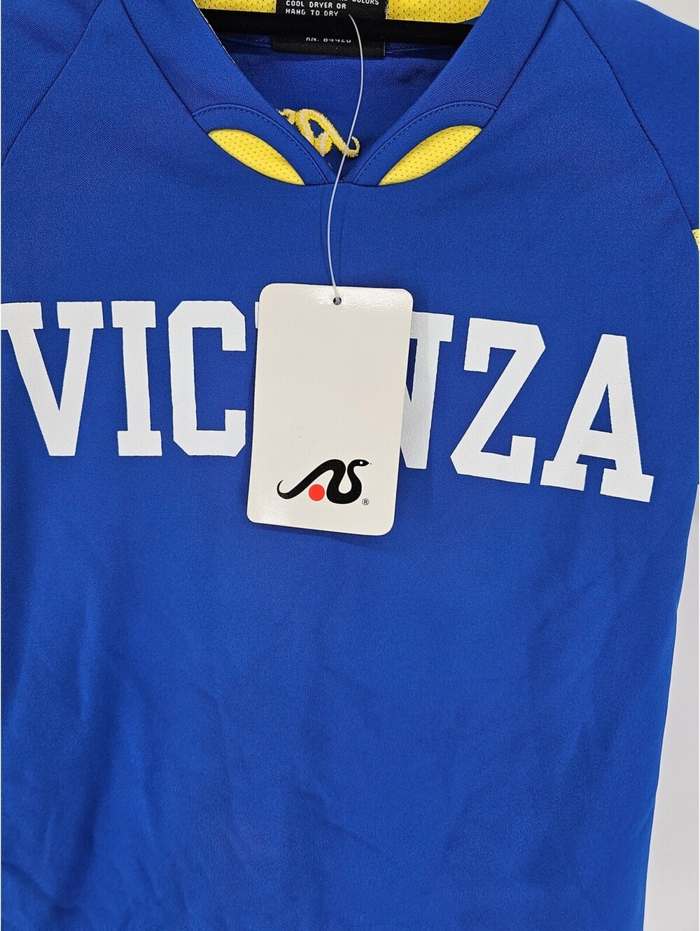 Vicenza Youth Sz S Soccer Jersey Yellow Blue NEW - Picture 2 of 5